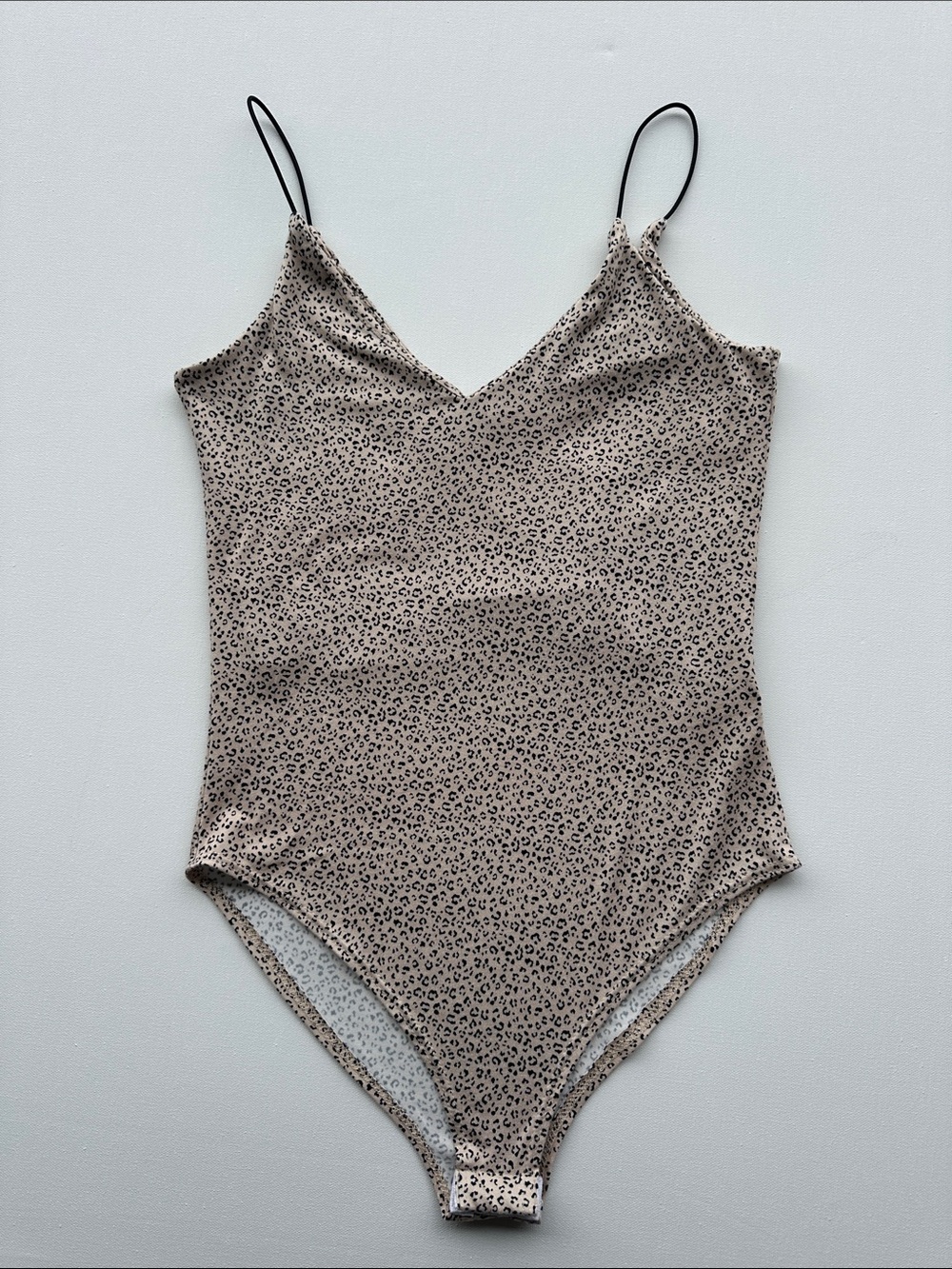 gaze Taupe Leopard-Print V-Neck Bandeau Bodysuit